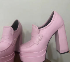 Chunky Platform Block Heel Loafers