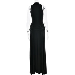 Mock Neck High Slit Maxi Dress