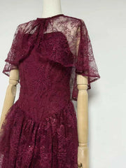 Lace Cape Sleeve Strapless Maxi Dress