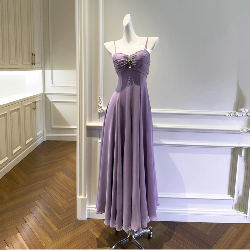 Strapless embellished a-line maxi dress with spaghetti straps