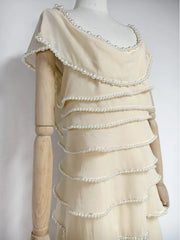 Off Shoulder Pearl Trim Dress