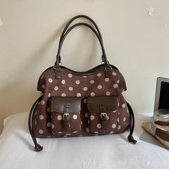 Polka Dot Faux Leather Tote Bag