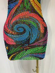 Colourful Diamonds Sparkling Halter Mini Dress
