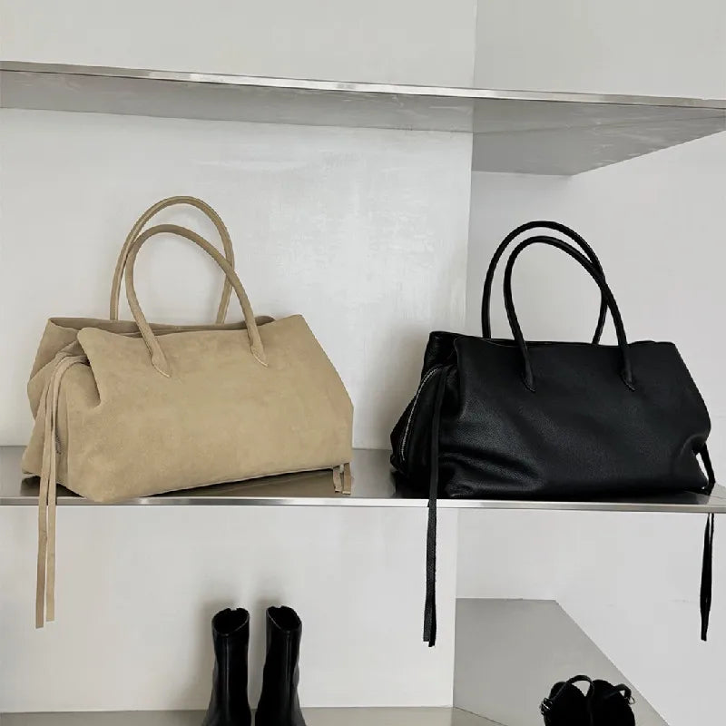 classic leather work tote bag