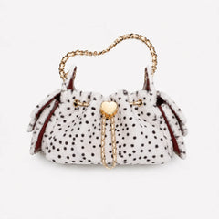 Leopard Print Faux Fur Bucket Bag
