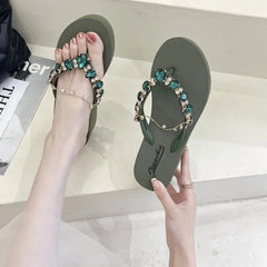 Embellished Wedge Flip Flops