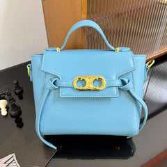 Structured Top Handle Short Gold Hardware Bag