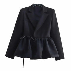 Black peplum jacket on a white background
