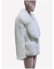 Fluffy Faux Fur Big Collar Pockets Jacket