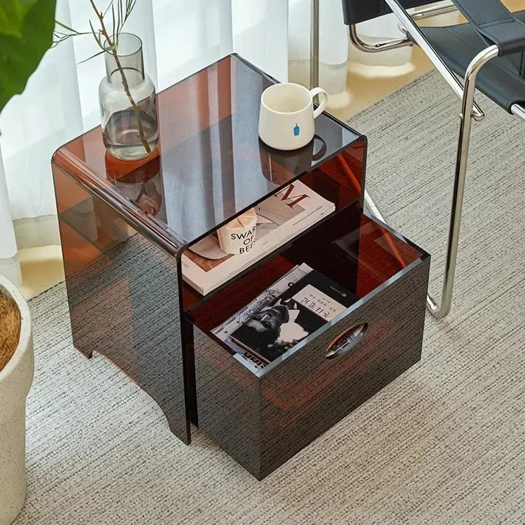 Acrylic Bedside Table With Storage