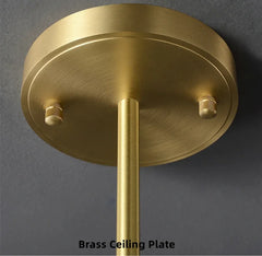 Brass Ceiling Plate of Blue Glass Fixtures