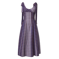 Tie Strap Plaid Midi Dress