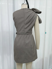 Asymmetric Bow Detail Plaid Mini Dress