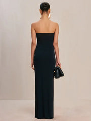 Strapless Gold Detail Maxi Dress