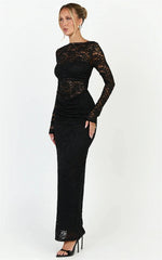 Lace long sleeve maxi dress detail view