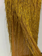 Beaded Fringe Halter Gown