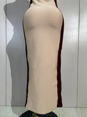 Lace Trim Colorblock Sleeveless Bodycon Midi Dress
