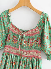 Floral Print Smocked Empire Waist Mini Dress