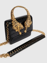 Tiger Sculpted Top Handle Bag