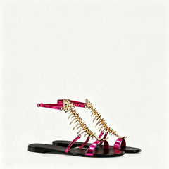 Fishbone Embellished Flat Sandals