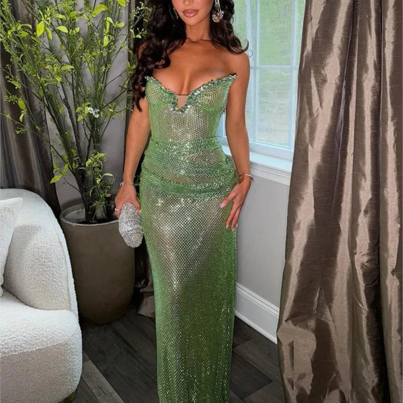 Mermaid style sequin gown designed for formal gala occasions