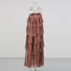 Ruffled Lace Maxi Dress