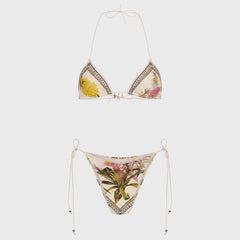 Printed Halter Swimwear with Sarong Skirt Beach Cover-up Set