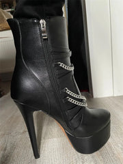 Platform Chain Detail Ankle Boots