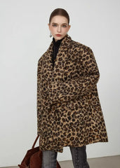 Curly Shaggy Leopard Faux Fur Blazer