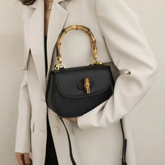 Bamboo Handle Saddle Crossbody Bag