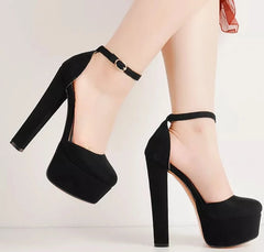 Ankle Strap Round Toe Platform Heeled Shoes