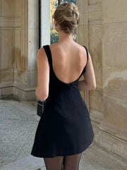 Sleeveless High Waist Backless Mini Dresses