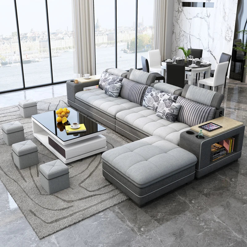 Fabric Sofa Chaise Sleeper Lounge Corner Couch Modern Sofas