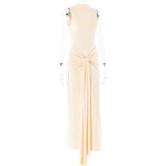 Mock Neck Knotted Waist Maxi Dress