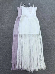 Spaghetti Strap Fringe Maxi Dress