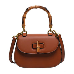 Bamboo Handle Saddle Crossbody Bag