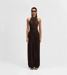 Ruched Halter Top and Palazzo Pants Set