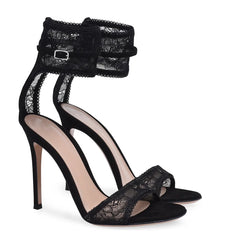 Lace Ankle Strap Stiletto Heels