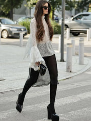 White Sheer Scarf Neck Frill Sleeve Top