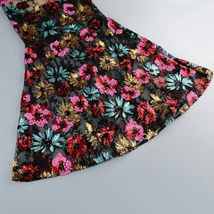 Floral Embroidered Mesh Trumpet Dress