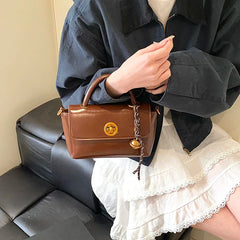 Faux Leather Flap Short Handle Crossbody Bags