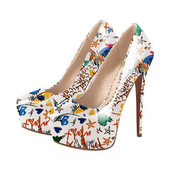 Graffiti-inspired print high-gloss Stiletto Heels