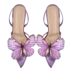 Butterfly Strap Clear Heel Sandals