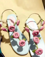 Floral Thong Slingback Flat Sandals