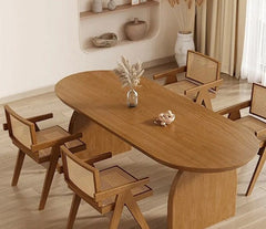 Oval Solid Wood Small Sized Dining Tables and Chairs