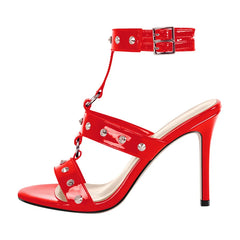 Studded Stiletto Ankle Strap Sandals