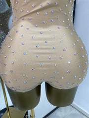 Rhinestone Mesh Strappy Bodysuit