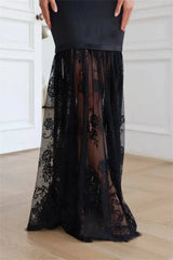 Strapless Lace Patchwork Maxi Dress