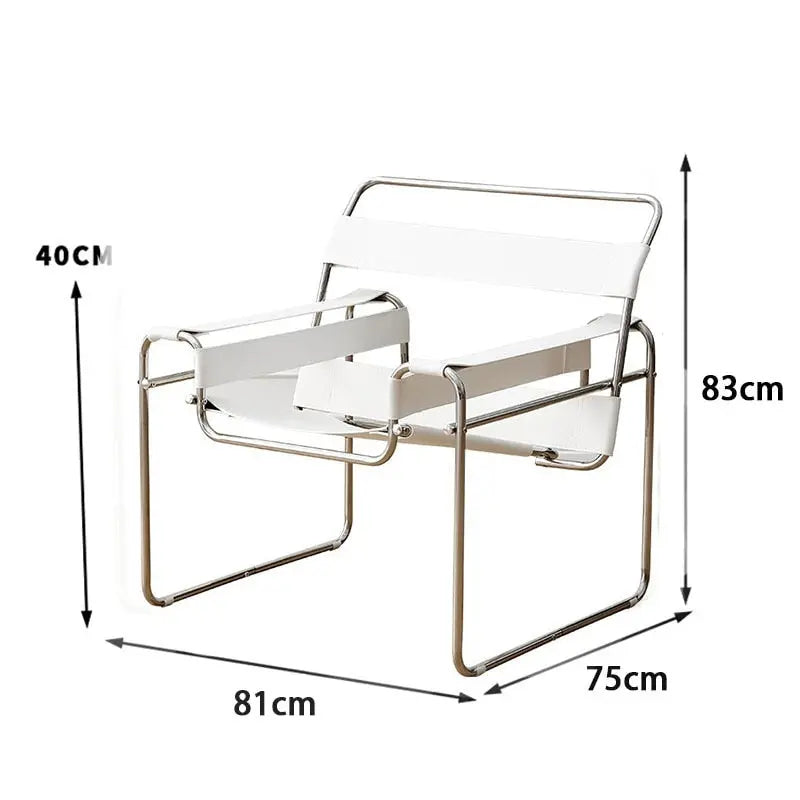 Single Sofa Chair with Stainless Steel Frame and Leather Seat 2023 - Golden Atelier