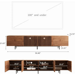  Walnut 80+ Inch TVs Console Table with Storage.